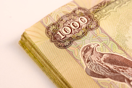 Close up Dirhams currency note and coins, AED, United Arab Emiratesの写真素材