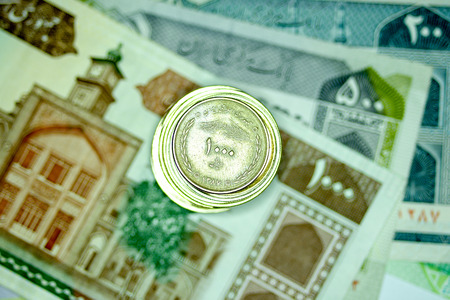 Close-up Iranian banknote and currency, Rials, Islamic Republic of Iranの写真素材