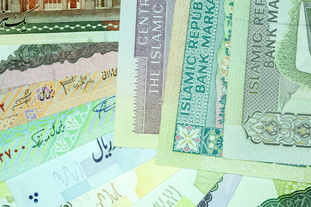 Close-up Iranian banknote and currency, Rials, Islamic Republic of Iranの写真素材