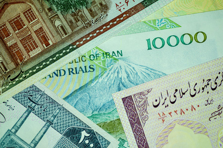 Close-up Iranian banknote and currency, Rials, Islamic Republic of Iranの写真素材