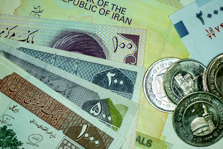 Close-up Iranian banknote and currency, Rials, Islamic Republic of Iranの写真素材