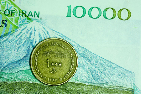 Close-up Iranian banknote and currency, Rials, Islamic Republic of Iran