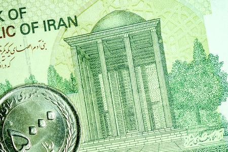 Close-up Iranian banknote and currency, Rials, Islamic Republic of Iranの写真素材