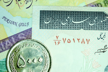 Close-up Iranian banknote and currency, Rials, Islamic Republic of Iranの写真素材