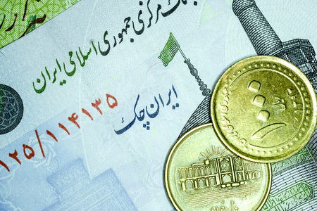 Close-up Iranian banknote and currency, Rials, Islamic Republic of Iranの写真素材