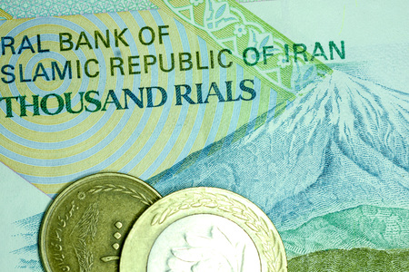 Close-up Iranian banknote and currency, Rials, Islamic Republic of Iran