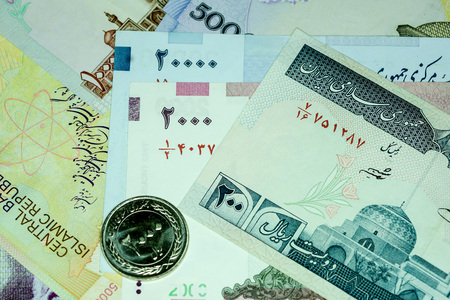 Close-up Iranian banknote and currency, Rials, Islamic Republic of Iranの写真素材
