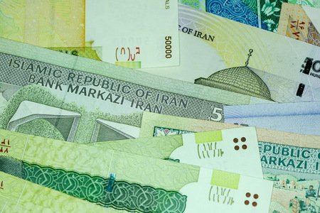 Close-up Iranian banknote and currency, Rials, Islamic Republic of Iran