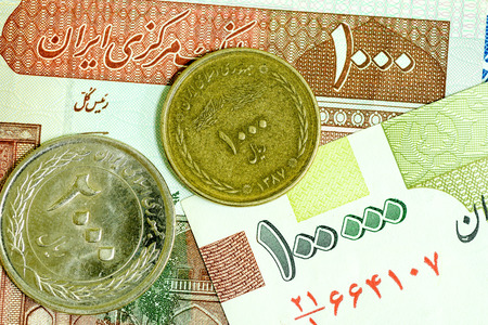 Close-up Iranian banknote and currency, Rials, Islamic Republic of Iranの写真素材