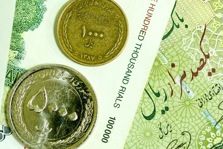 Close-up Iranian banknote and currency, Rials, Islamic Republic of Iranの写真素材