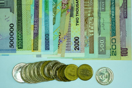 Close up Banknote and Currency Bills and Coinsの写真素材