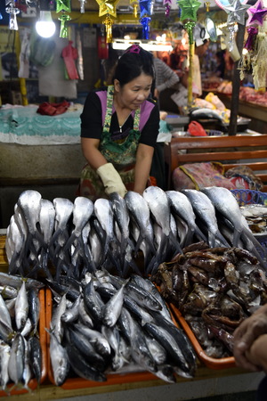 Santiago city, Isabela, Philippines, December 18, 2017, Santiago City Public Market, Main Market of the city, start from 5 Oclock in the morning, divided by different items for sale.のeditorial素材