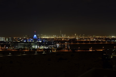 Dubai Skyline from Dubai Silicon Oasis area, Dubai, United Arab Emiratesの写真素材