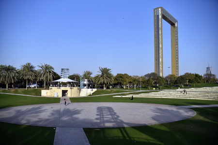 Dubai, United Arab Emirates, February 16, 2018, Zabeel Park located in Zabeel district, Dubai, one of the best park in Dubai with very good view from Dubai Frame.のeditorial素材