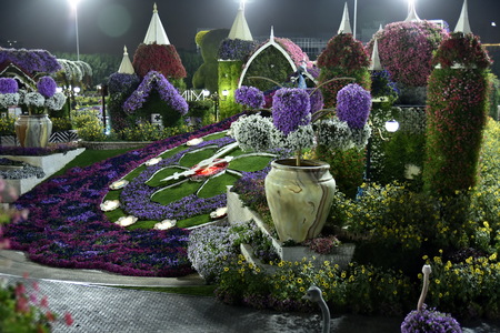 Dubai, United Arab Emirates, March 22, 2018, Dubai Miracle Garden located in the district of Dubailand is one of a kind in the region and the world for such a unique display and extravagant outdoor recreational destination visited by lot of people in wintのeditorial素材