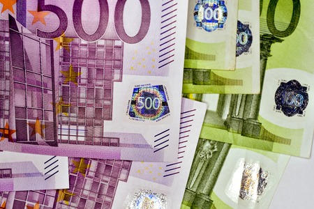 Close-up Euro currency note, European Union currencyの写真素材