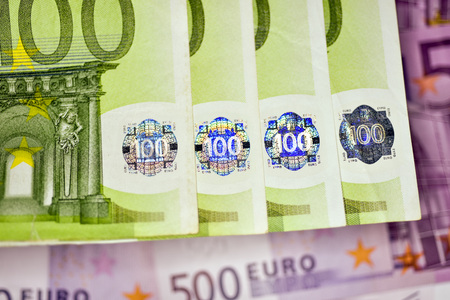 Close-up Euro currency note, European Union currencyの写真素材