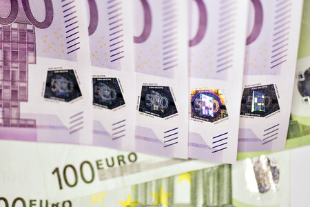 Close-up Euro currency note, European Union currencyの写真素材