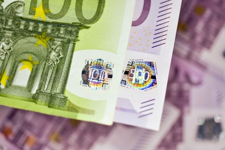 Close-up Euro currency note, European Union currencyの写真素材