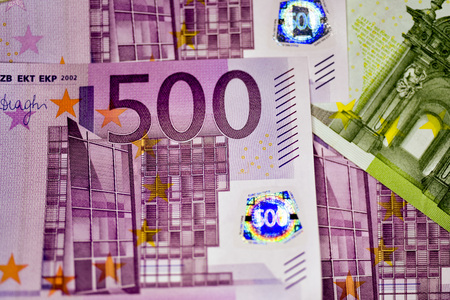 Close-up Euro currency note, European Union currencyの写真素材