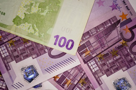 Close-up Euro currency note, European Union currencyの写真素材