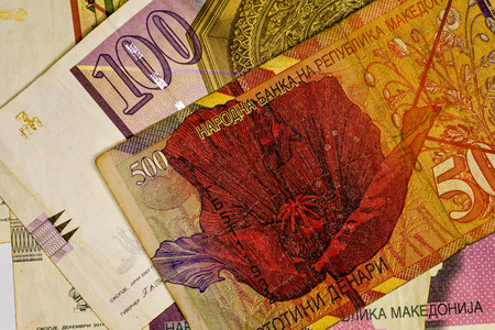Close-up MACEDONIA CURRENCY, Macedonian denar Bank note
