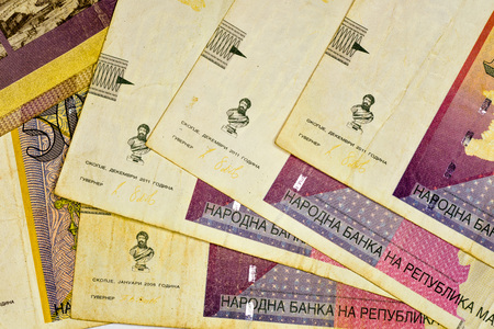 Close-up MACEDONIA CURRENCY, Macedonian denar Bank noteの写真素材
