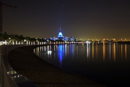 Dubai, United Arab Emirates - May 21, 2018: Dubai Silicon Oasis Headquarters Building with Lake view...