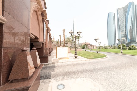 Abu Dhabi, United Arab Emirates, August 09, 2018, Emirates Palace Hotel, this luxurious hotel blends Arabian splendor with the latest technology to create a magical and memorable experience. The main Palace building stretches over a kilometre from wing toのeditorial素材