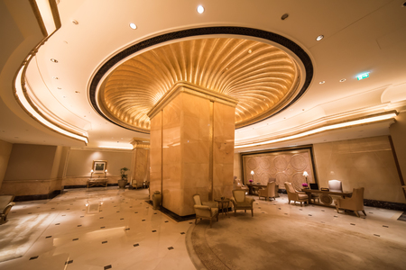 Abu Dhabi, United Arab Emirates, August 09, 2018, Emirates Palace Hotel, this luxurious hotel blends Arabian splendor with the latest technology to create a magical and memorable experience. The main Palace building stretches over a kilometre from wing toのeditorial素材