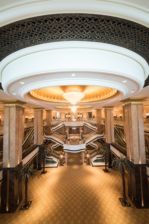 Abu Dhabi, United Arab Emirates, August 09, 2018, Emirates Palace Hotel, this luxurious hotel blends Arabian splendor with the latest technology to create a magical and memorable experience. The main Palace building stretches over a kilometre from wing toのeditorial素材