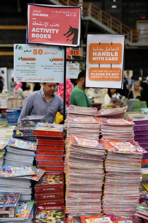 Dubai Studio City, Dubai, United Arab Emirates, October 19, 2018, Big Bad Wolf Book Sale Expo over 3M new books for sale with big discounts in Dubaiのeditorial素材