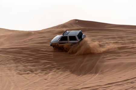 Big Red and Pink Rock, Sharjah, United Arab Emirates, December 28, 2018, Off-roading is one of the...
