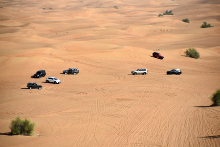 Around Pink Rock, Sharjah, United Arab Emirates, February 22, 2019, Off-roading is one of the most attraction in United Arab Emirates and Pink Rock is most visited place by 4x4 clubsのeditorial素材