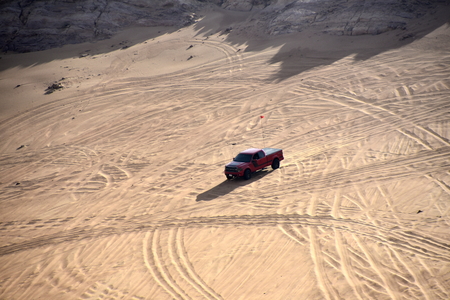 Around Pink Rock, Sharjah, United Arab Emirates, February 22, 2019, Off-roading is one of the most attraction in United Arab Emirates and Pink Rock is most visited place by 4x4 clubsのeditorial素材