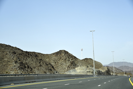 New Dubai -  Fujairah Road, Sheikh Khalifa Bin Zayed Road, Ras Al Khaimah â Fujairah, United Arab Emirates, June 4, 2019. Around 40 minutes make shorter Dubai to Fujairah.のeditorial素材
