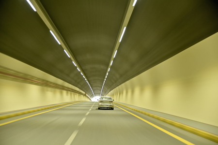 New Korfakan â Dubai, Sharjah road, Ras Al Khaimah â Fujairah, United Arab Emirates, June 4, 2019. Included many tunnels in the mountainsのeditorial素材