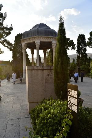 Tomb of Hafez (Hafezieh), Shiraz, Fars Province, Iran, June 22, 2019, visitors view of Main Building Tomb of Hafez in the dayのeditorial素材