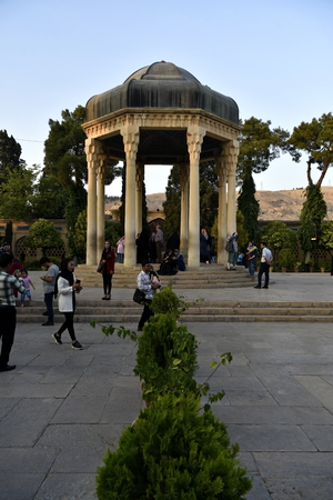 Tomb of Hafez (Hafezieh), Shiraz, Fars Province, Iran, June 22, 2019, visitors view of Main Building Tomb of Hafez in the dayのeditorial素材