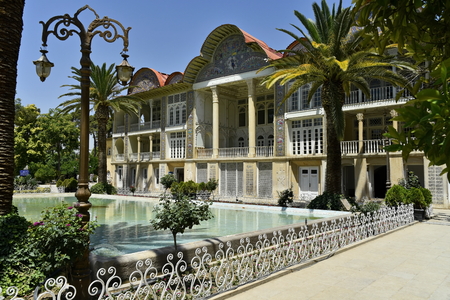 Eram Garden(BÄgh-e Eram), Shiraz, Fars Province, Iran, 23 July, 2019, the view of main Palace(ARG) inside the Eram Garden, its made by Qashqai tribeのeditorial素材