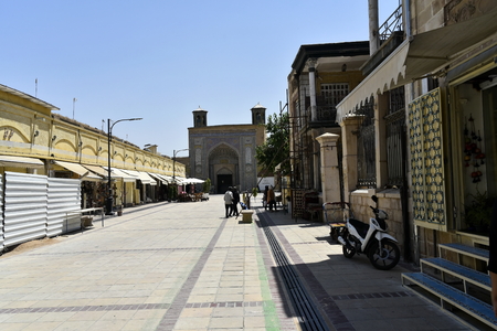 Vakil Bazaar, Shiraz, Fars Province, Iran, June 23, 2019, located in the historical center of Shiraz, outside of the bazaar from east entranceのeditorial素材