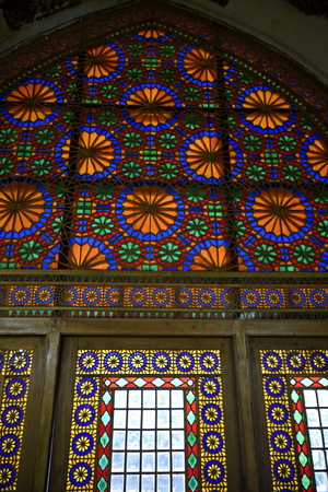 Arg of Karim Khan, Shiraz, Fars Province, Iran, June 23, 2019, Glass design of Doors and windows at the Arg Karim Khan zandのeditorial素材