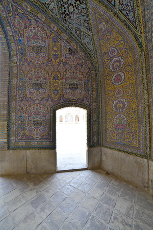 Nasir-ol-molk Mosque or Pink Mosque, Shiraz, Fars Province, Iran, June 24, 2019, inside view of the mosque at the dayのeditorial素材