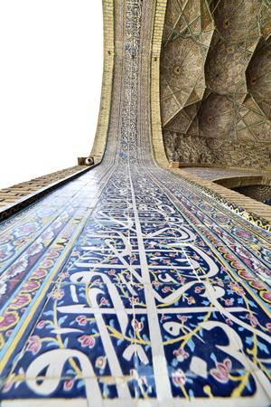 Nasir-ol-molk Mosque or Pink Mosque, Shiraz, Fars Province, Iran, June 24, 2019, inside view of the mosque at the dayのeditorial素材