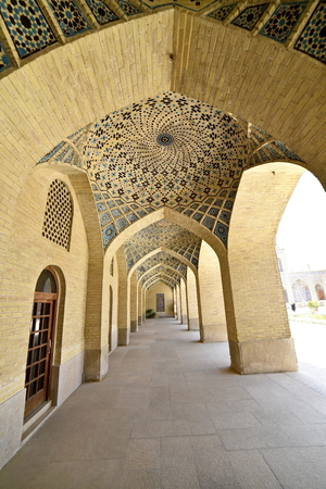 Nasir-ol-molk Mosque or Pink Mosque, Shiraz, Fars Province, Iran, June 24, 2019, inside view of the mosque at the dayのeditorial素材