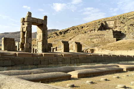 Persepolis, capital of the Achaemenid Empire, Shiraz, Fars, Iran, June 24, 2019, The Hundred Column Hall and the Treasury at the Persepolisのeditorial素材