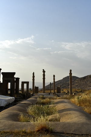 Persepolis, capital of the Achaemenid Empire, Shiraz, Fars, Iran, June 24, 2019, The Hadish and The Apadana palace at the Persepolisのeditorial素材