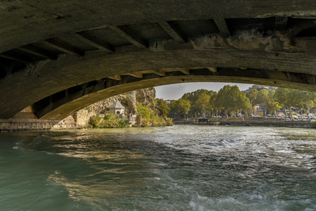 Kura River, Tbilisi city view from boat ride on the Kura River, October 21, 2019, Tbilisi, Republic of Georgiaのeditorial素材