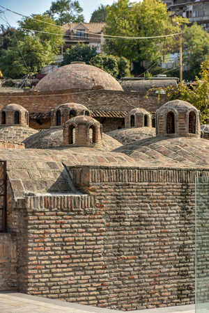 Around Sulfur baths area, colorful building and bridges in the Old Town of Tbilisi,October 21, 2019, Republic of Georgia.のeditorial素材