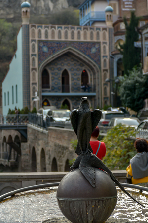 Around Sulfur baths area, colorful building and bridges in the Old Town of Tbilisi,October 21, 2019, Republic of Georgia.のeditorial素材
